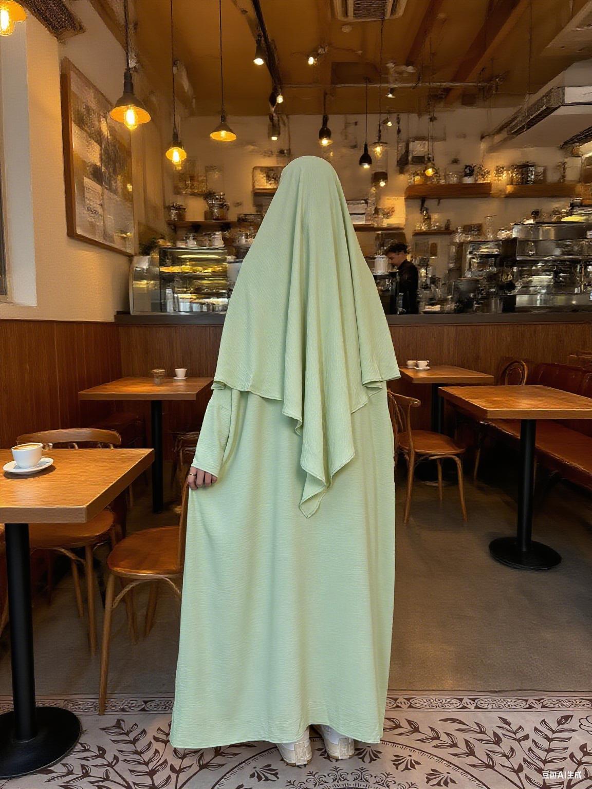 CL05-2 Abaya Hijab, Muslim dress, hijab, solid color, simple and casual, crepe Khimar suit【Fashionweek】