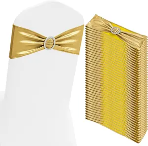 FANI 100 PCS Spandex Chair Sashes Bows Premium Stretch Chair Cover Band with Buckle Slider Universal Elastic Chair Ties for Wedding Party Ceremony Events ,Christmas,Reception Banquet Decoration