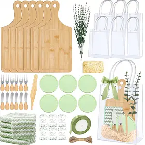 6-Set Artificial Cheese Board Party Prize Packages with Knives, Forks, Spoons, Towels, Eucalyptus & Gift Bags - Wedding Baby Shower Favors for Game Winners, Adult Party prizes, Cheese & Tea Party Supplies gifts