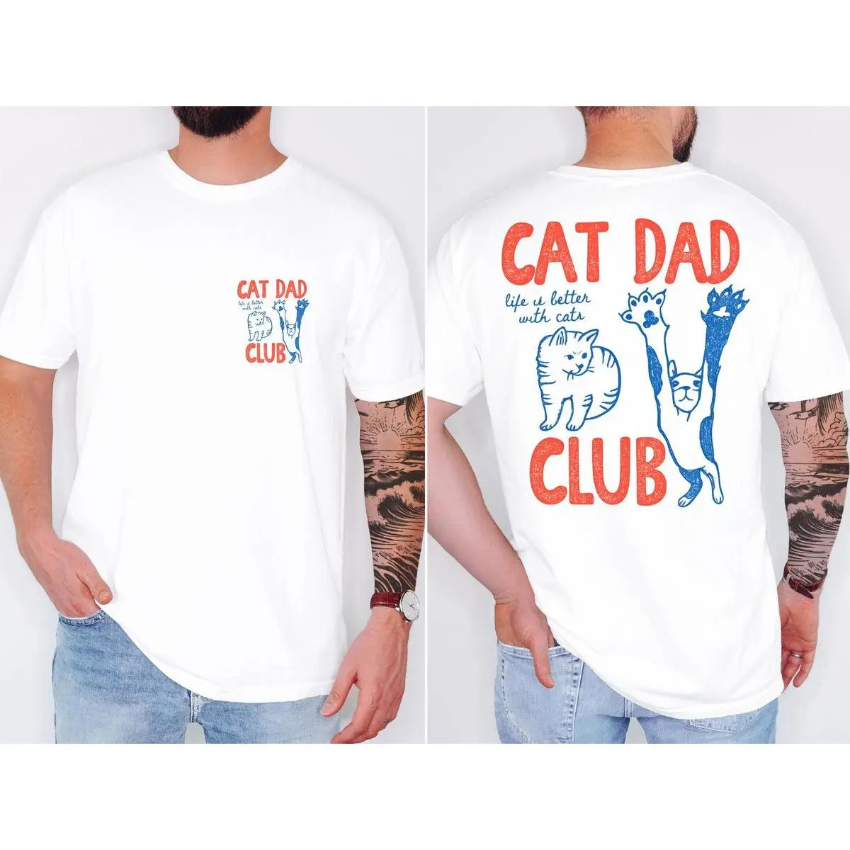 Cat Dad Shirt, Cat Dad Tee, Comfort Colors Cat Dad Club TShirt, Back Design Tee Funny Cat Shirt, Cat Lover, New Cat Dad Shirt, Pet Parent