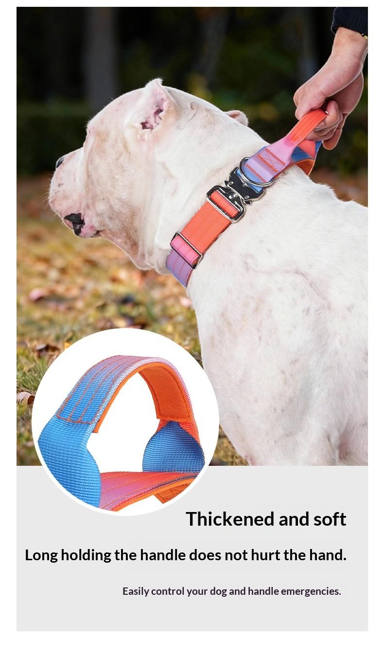 Gradient Tactical Dog Collar Heavy Duty Adjustable Pet Collar with Control Handle and Metal Buckle for Medium Large Dogs