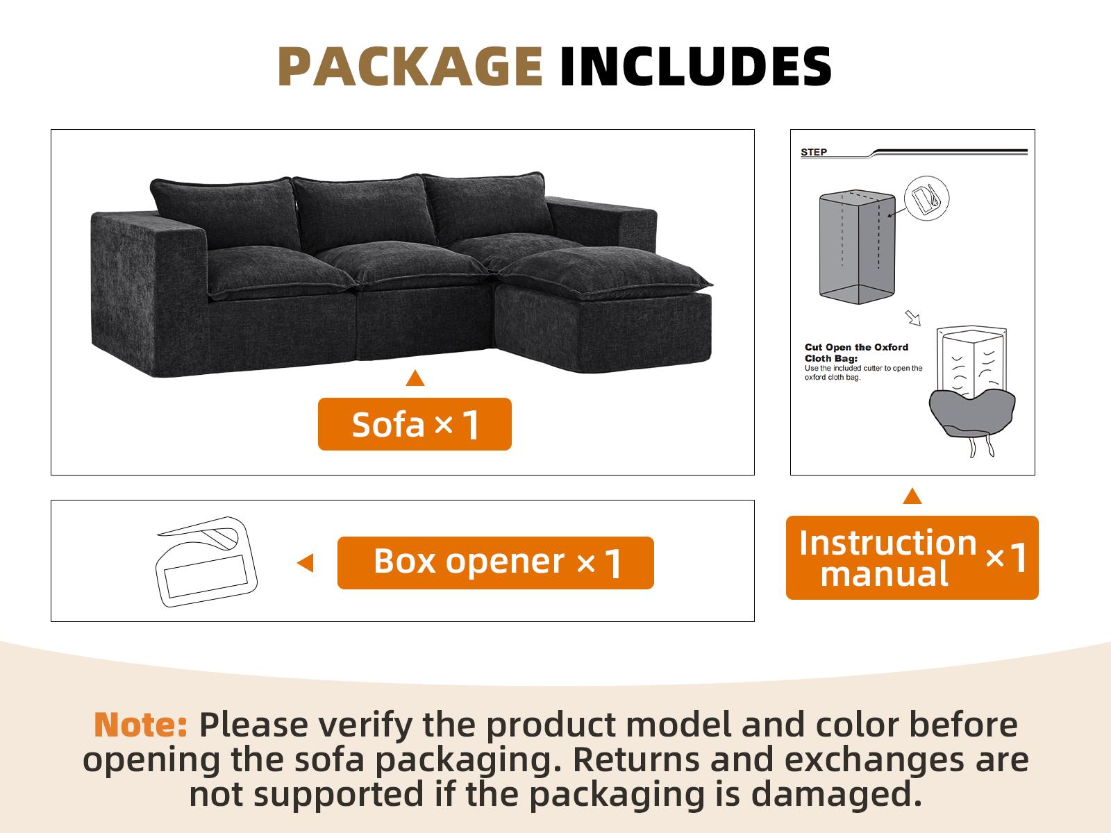 UDPATIO Boneless Couch with Chaise, Chenille Modular Sectional Boneless Sofa Big Comfy Couch with Removable Washable Cover couches for living room, Bedroom No Assembly SpringBreak UDPATIO Boneless Couch with Chaise, Chenille Modular Sectional Boneless Sofa Big Comfy Couch with Removable Washable Cover couches for living room, Bedroom No Assembly SpringBreak