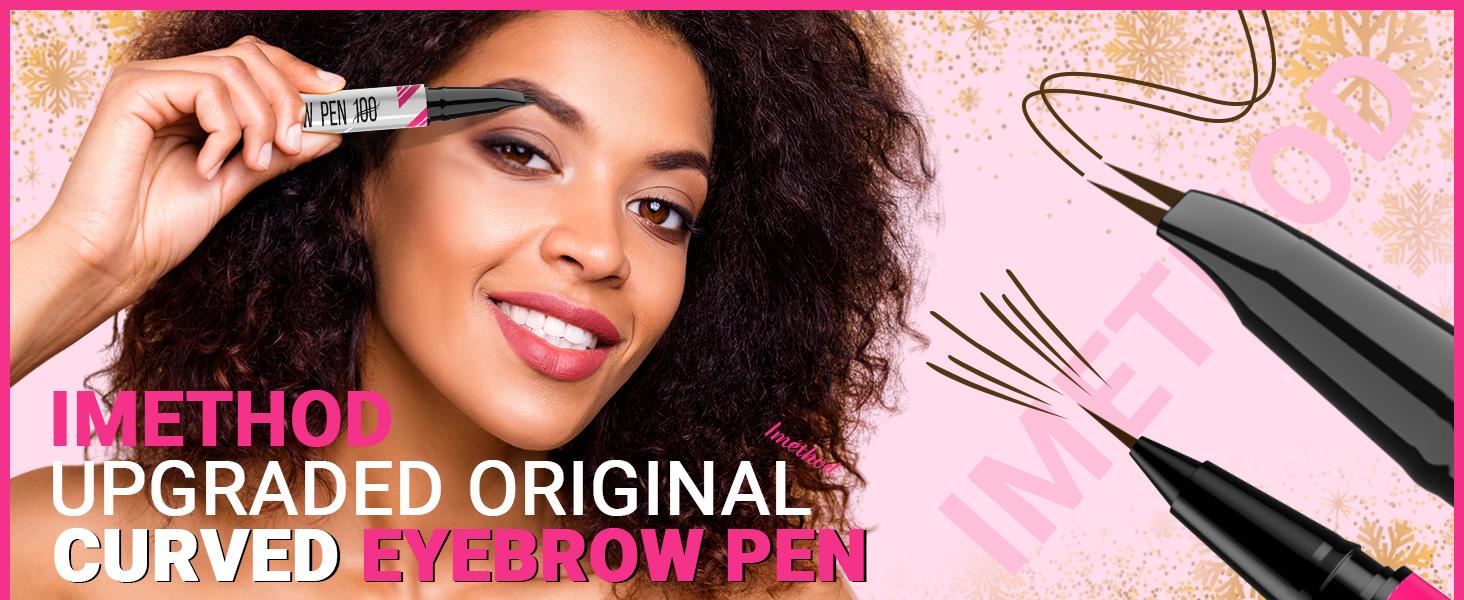 iMethod Curved Eyebrow Pen - Microblading, Liquid,  2-in-1 Dual-Ended with Micro-Fork-Tip Applicator, Waterproof and Long Lasting Makeup Cosmetic