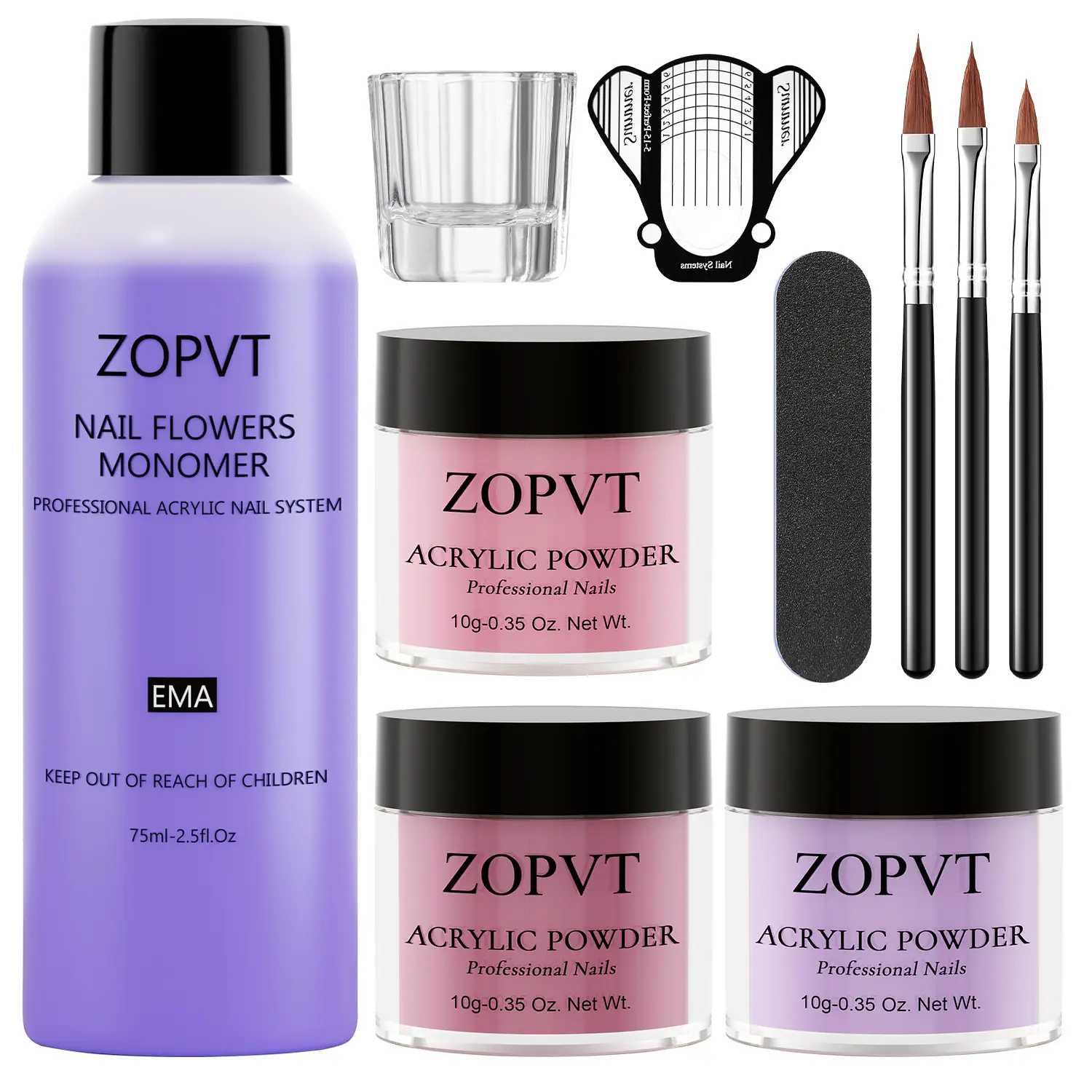 Acrylic Powder Nail Art Set, Acrylic Nails Kit, 3 Colors Crystal Powder Kit with Tools, Acrylic Liquid Monomer, Beginner Friendly, Easy DIY at Home, Perfect for Daily Use, Nail Art Supplies