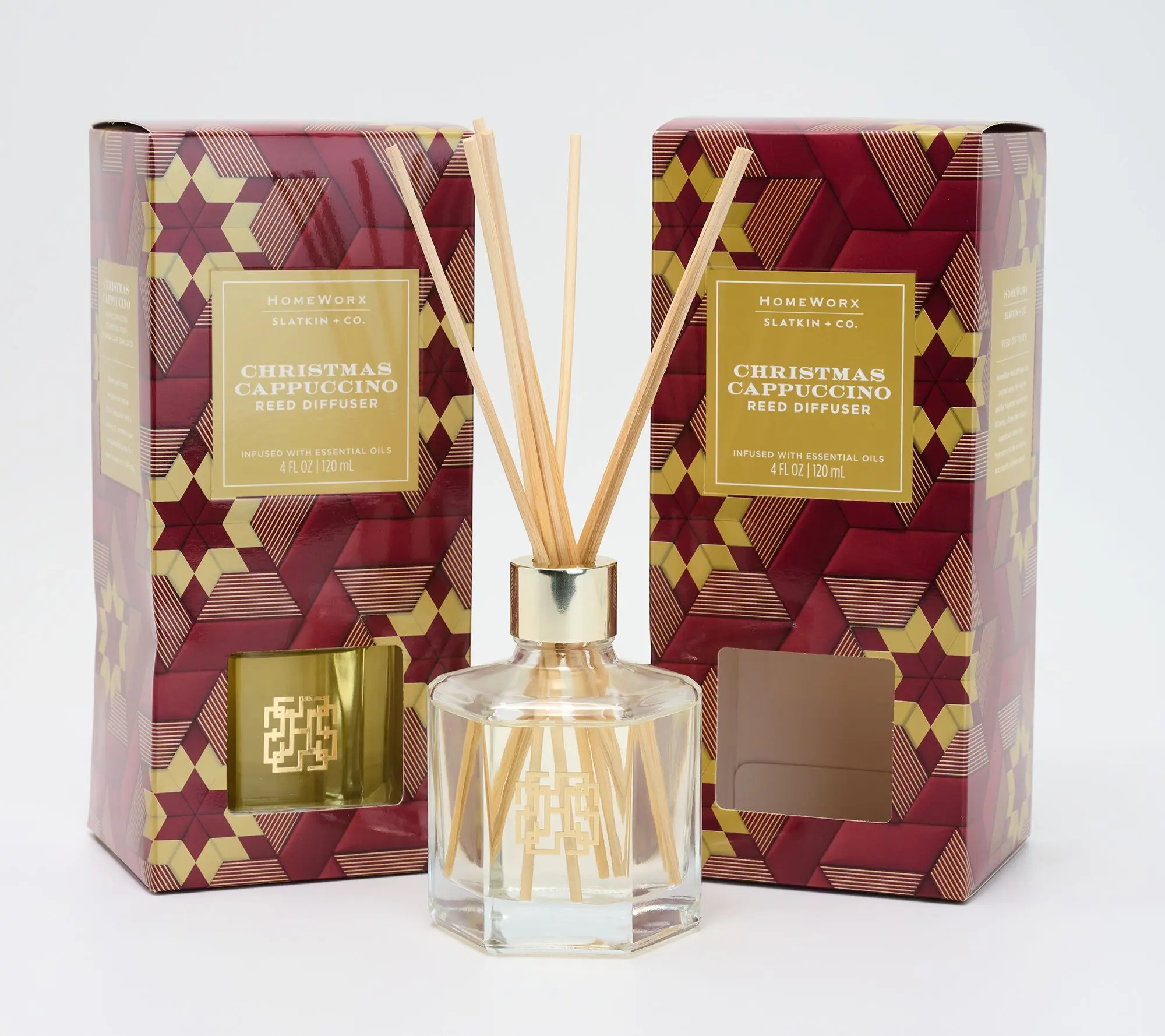 HomeWorx by Slatkin + Co. S/2 Christmas Cappuccino Reed Diffusers