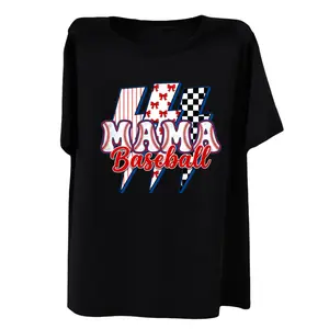 Show Off Your Baseball Mama Spirit with Retro Lightning and Checkerboard Bow Tee