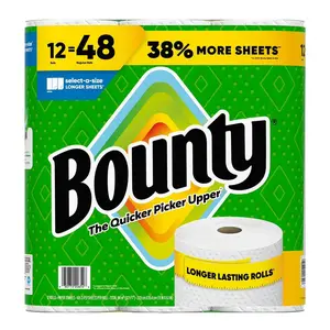 Bounty Quick-Size Paper Towels White – 12 Family Triple Rolls (Equal to 48 Regular Rolls) Super Absorbent Disposable Kitchen Paper Towels