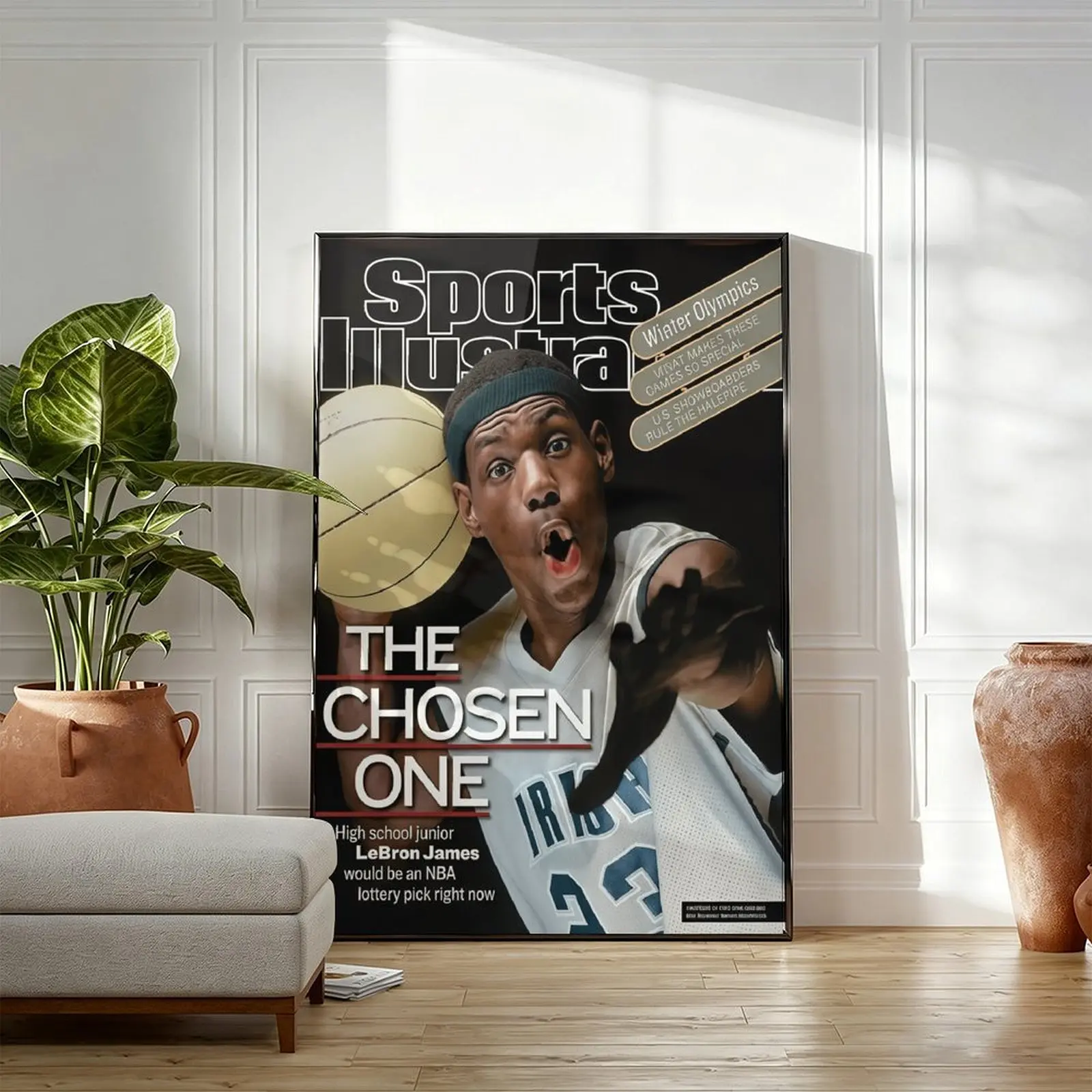 LeBron James The Chosen One Magazine Cover Canvas Wall Art, Sports Basketball Poster