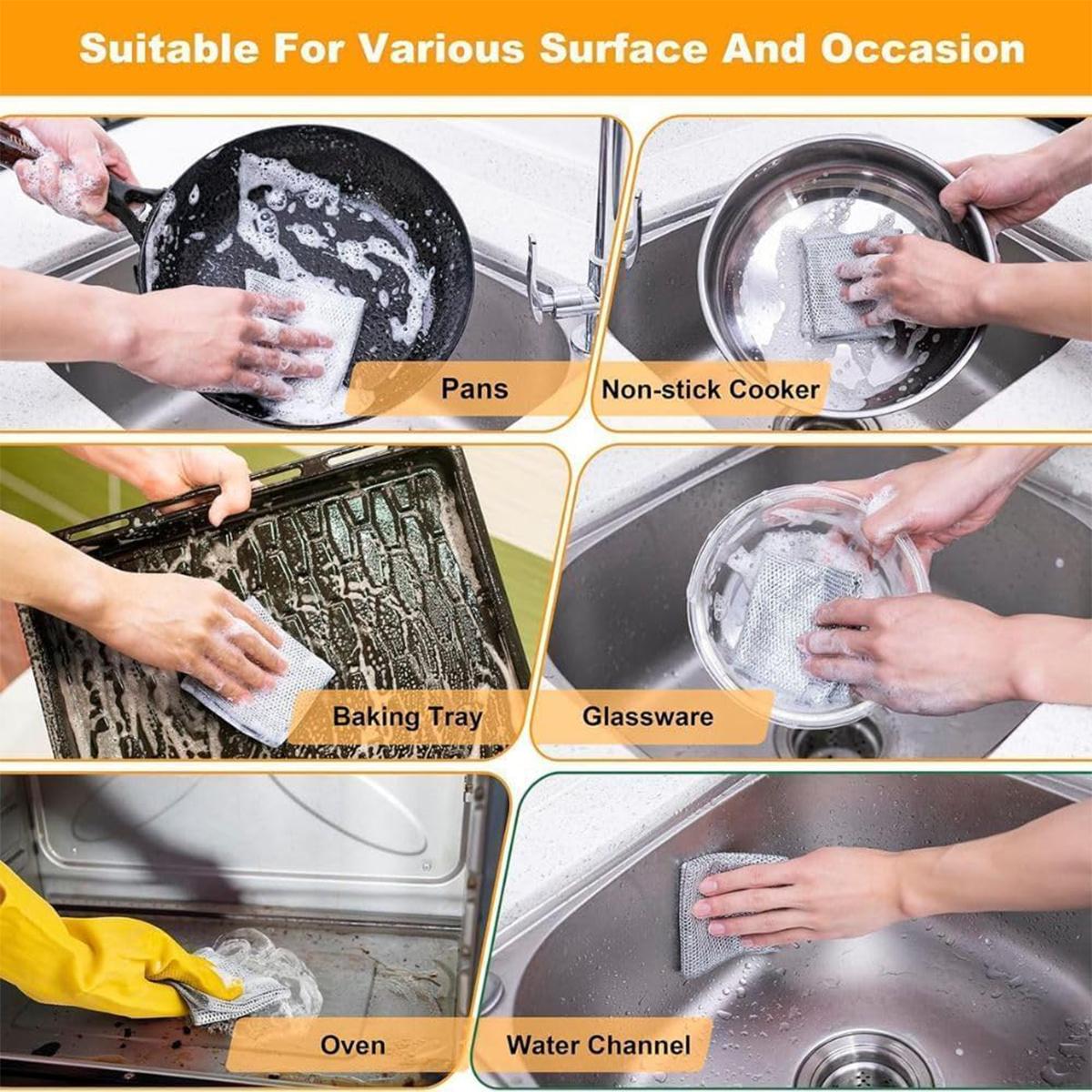 【FaddishDeal】10PCS Non-scratch wire reel cloth, mesh wire cloth Reusable non-scratch cleaning cloth, multi-purpose wire reel cloth.