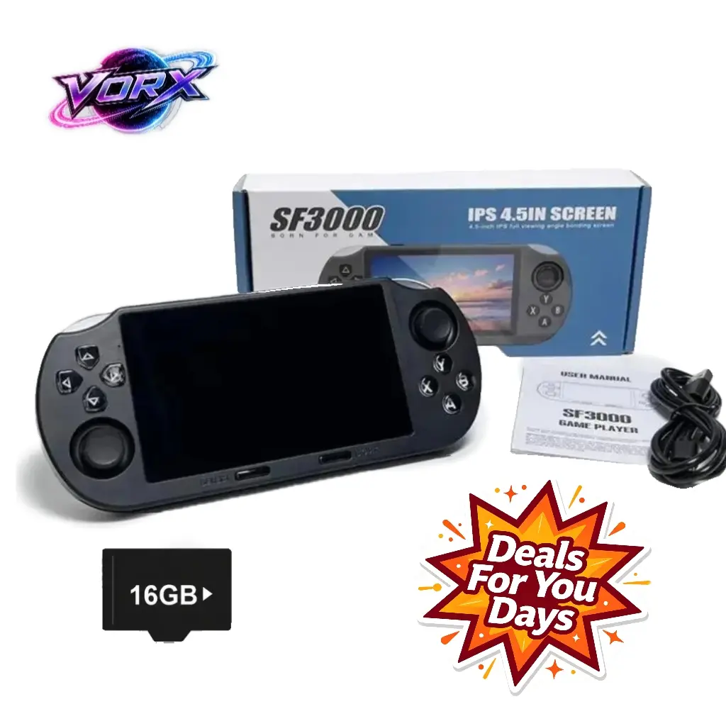 【DealsForYouDays】SF3000 Retro Handheld Game Console — 4.5-inch IPS screen, wireless portable design, compact body, multi-emulator support, built-in storage, includes 16GB TF card (gift for boys and girls)