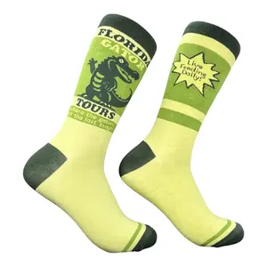 Men's Florida Gator Tours Socks Funny Sarcastic Alligator Graphic Novelty Footwear For Men Funny Graphic Socks Comfortable Fitted Spandex Cotton