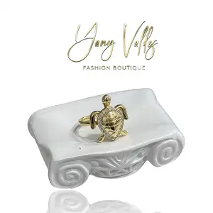 Beautiful gold ring with a turtle design for women, made of  gold plating.
