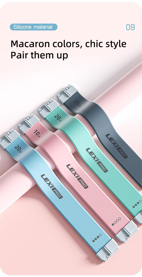 LEXI Multi Level Adjustable Resistance Band 10LB-25LB with Ergonomic Grips for Yoga Stretching Shoulder Training and Home Fitness Shaping