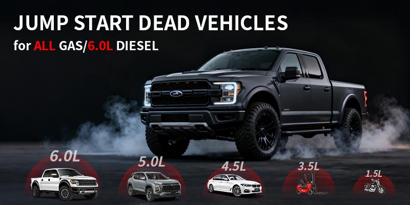 【Kapeezi】 Portable Car Emergency Starter  Suitable for all gasoline engines and 6L diesel engines. 160PSI Tire Inflator 12V Battery Starter 18000mAh Power Bank with LED Light.