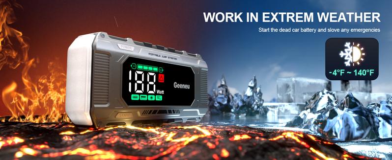 Car Jump Starter Power Pack 10000A Peak with PD 18W Fast Charging, Battery Jumper Starter Portable 12V Car Battery Charger Jump Box Booster Pack (All Gas/10L Diesel),Large Screen,150W DC, Lights