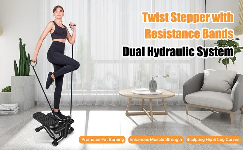 Steppers for Exercise, Stair Stepper with Resistance Bands, Mini Stepper with 300LBS Loading Capacity, Hydraulic Fitness Stepper with LCD Monitor Steppers for Exercise, Stair Stepper with Resistance Bands, Mini Stepper with 300LBS Loading Capacity, Hydraulic Fitness Stepper with LCD Monitor