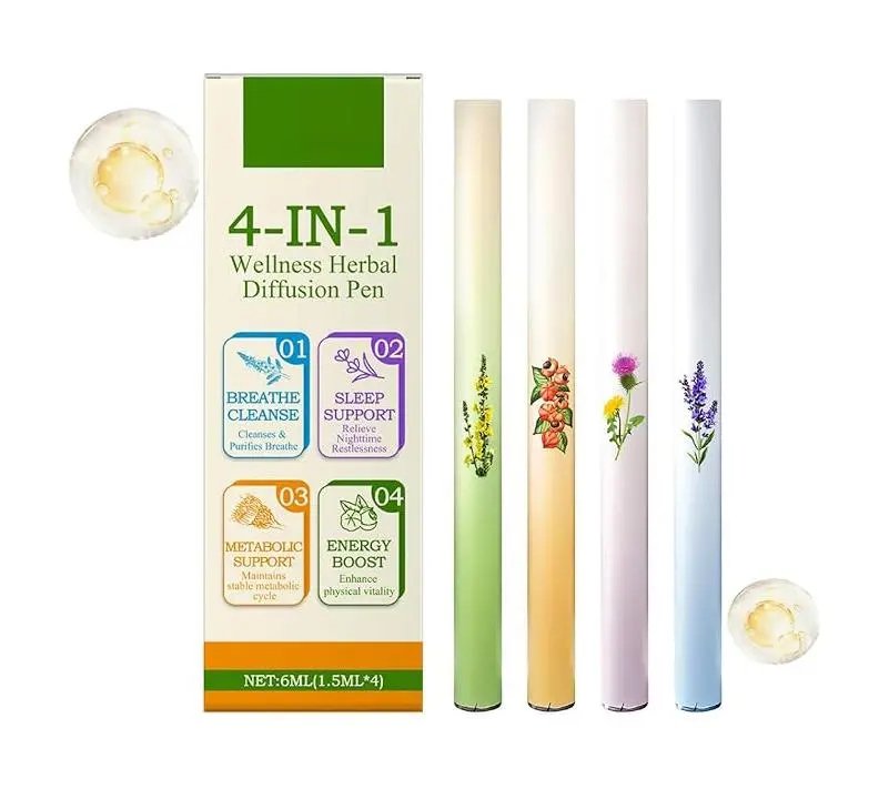 🔥 HOT 2026 !Mullein Herbal Diffuser Pen, Natural Aromatherapy Air Inhaler Stick with Mullein Thyme Mint, Four Aroma Variety Set,Air Freshening, Relaxed Feelings, Portable Pocket Size (4 Pack)