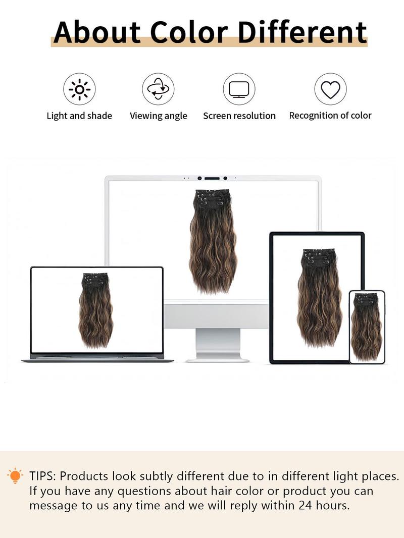 Clip in Curly Hair Extensions 4PCS Long Wavy Synthetic Thick Hairpieces with Fiber Double Weft for Women Hair Full Head