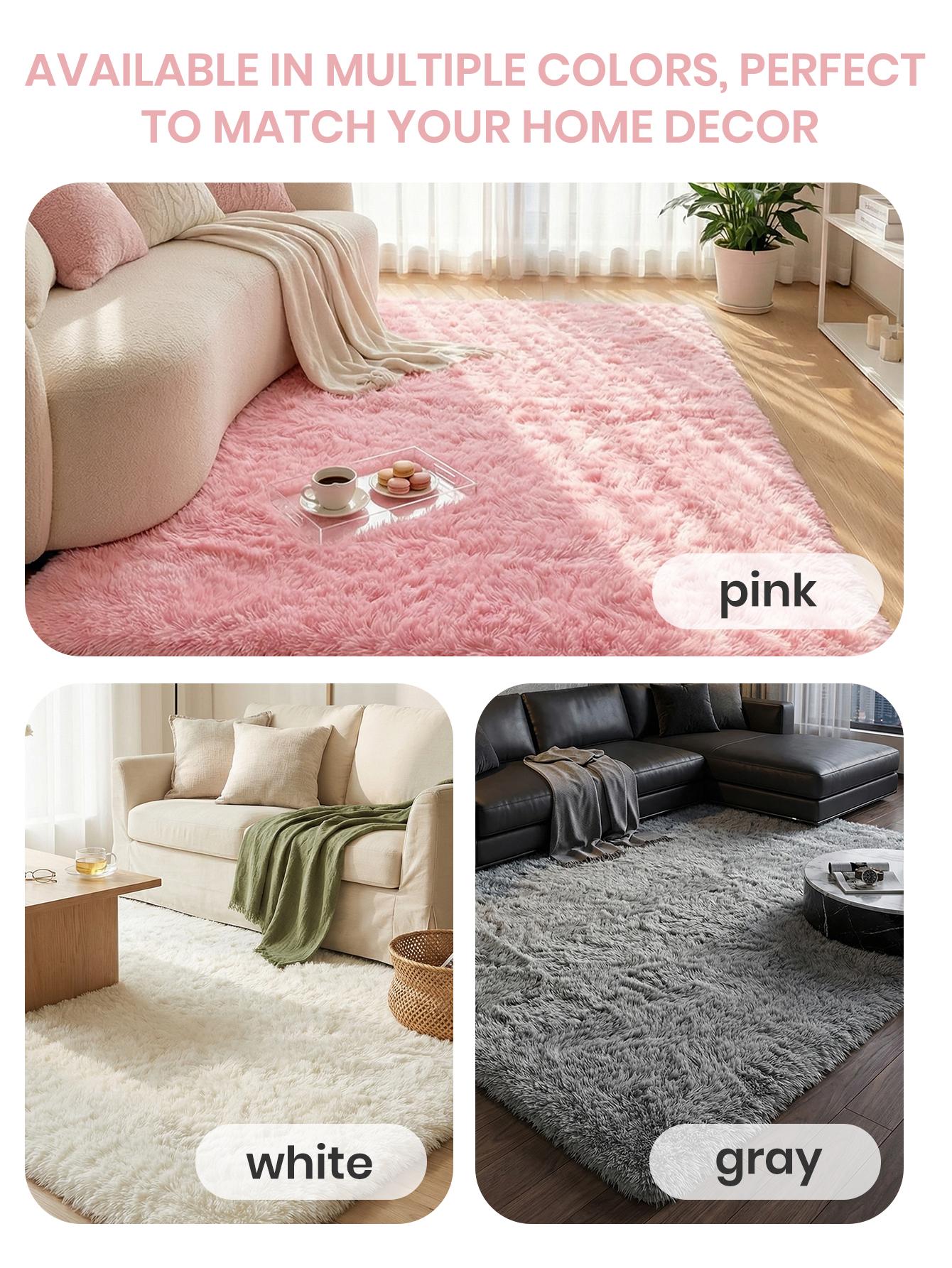1pc Plush Area Mat - Fluffy Shaggy Soft Lightweight Durable Mat for Bedroom, Living Room, Sofa Side, Machine-Made Easy-Clean Indoor Mat in Multiple Colors, Bedroom Comfort | Cozy Home Decor, Rugs for Living Room