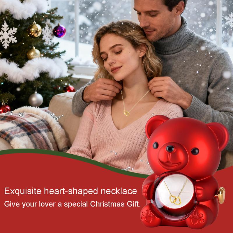 【Necklace Included】Cute Teddy Bear with Preserved Rose - Necklace Rose Teddy Bear with Elegant Gift Box -Romantic Gift for Her in Mother's Day, Weddings, Anniversaries, and Bridal Showers,Valentine's Day Gift for Monther Wife Girl