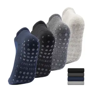 Pack 4 Men low ankle grip Yoga & Pilates Socks Work Out Crewsocks