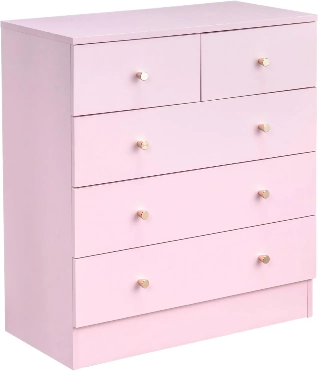 Karlhome Pink 5 Drawer Dresser for Bedroom, Modern Wood Dresser Chest of Drawers, Pink Bedroom Dressers for Girls, Anti-Tipping Device, Rose Gold Metal Handle, Living Room, Entryway, Hallway, Office,dorm essentials,home decor