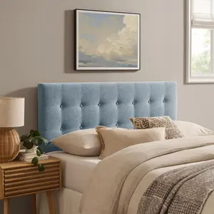 Emily Fabric Upholstered Queen Size Headboard in Sky Blue