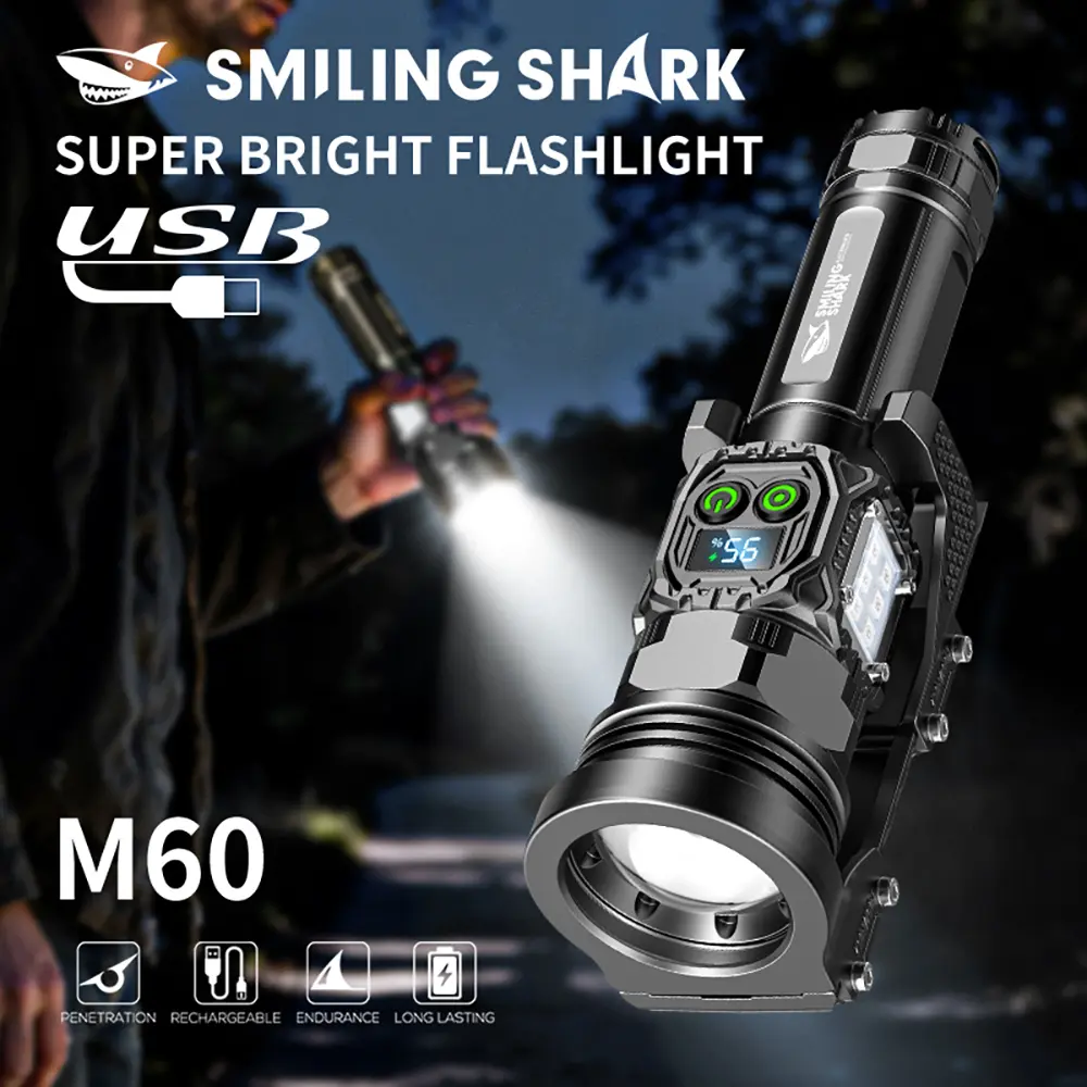 smilingshark Rechargeable LED Lights with Built-in Lithium Batteries, 14-Mode Zoomable RGB COB Floodlight & Magnetic Removable Mount, Luminous, Usb Cable, Color Changing, Magnetic Mount, Zoomable Lens, Rgb Leds, 1800Mah, Adjustable, Flash Lights, Zoom Len