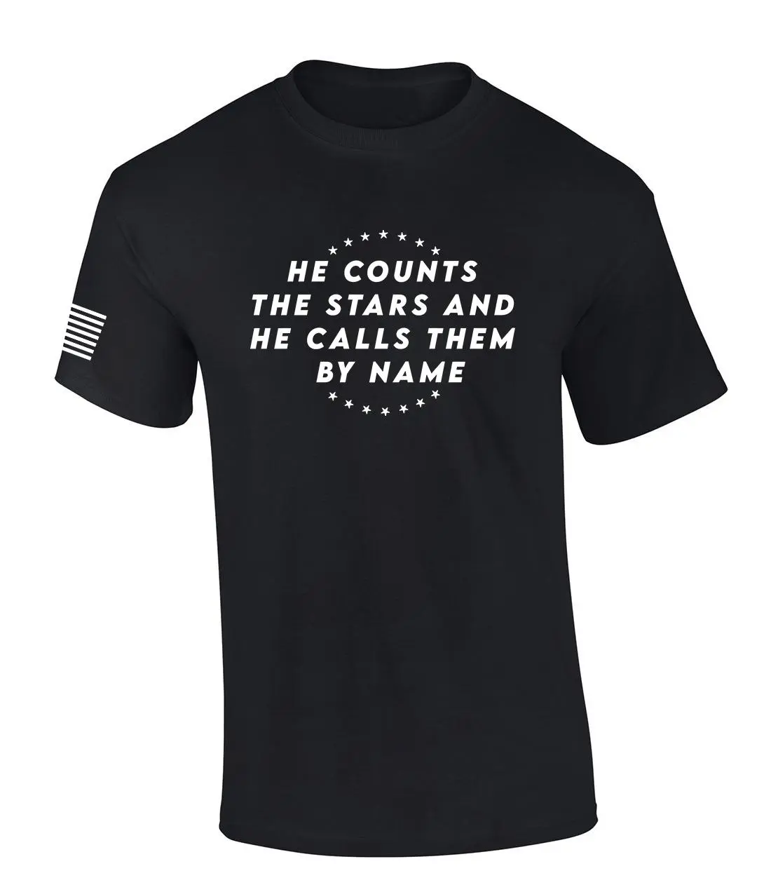 He Counts The Stars and Calls Them By Name Psalm 147:4 Bible Scripture Mens Christian Tshirt Jesus Cross Short Sleeve T-shirt Graphic Tee Classic Menswear