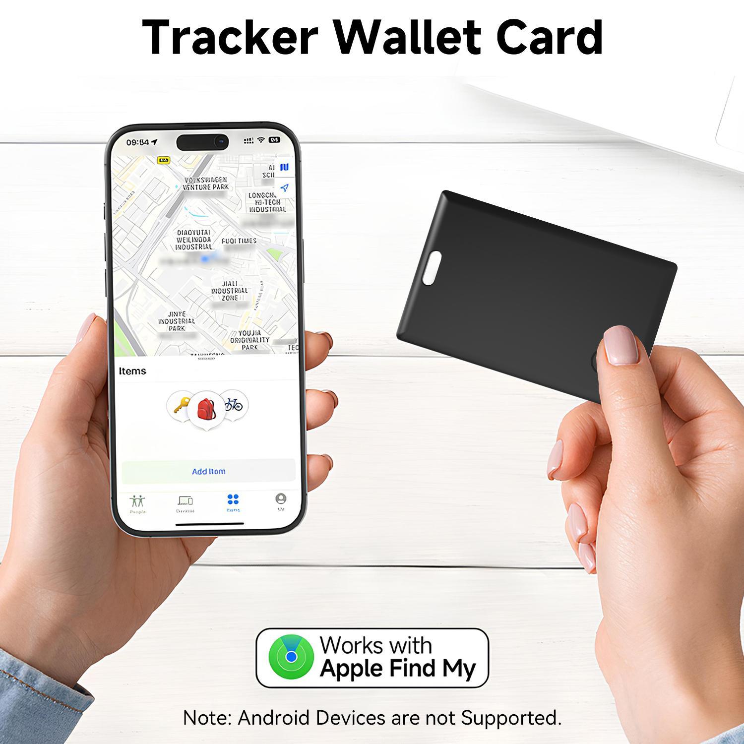 PUKEGM Wallet Tracker Card,Slim Smart Thin Finder,Works with Apple Find My (iOS Only),Waterproof Bluetooth Tracker Card-Button Device Magnetic Item Locator for Luggage Tags,Passports, Phone