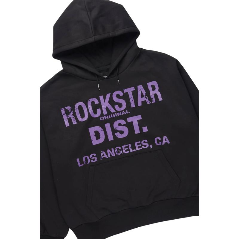 Saxon Purple/Black Hoodie/Stacked Flare Jean Set