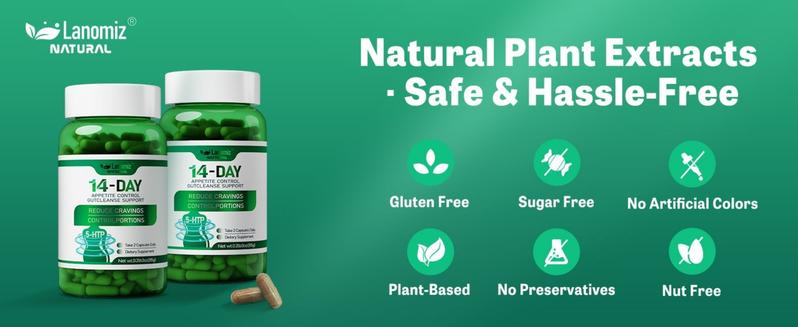 LANOMIZ White Kidney Bean Extract Complex for Carb & Starch Management, with 5-HTP & Probiotics, 60 Capsules, Pre-Meal Support, Vegan, Gluten-Free, Non-GMO - Dietary Supplement