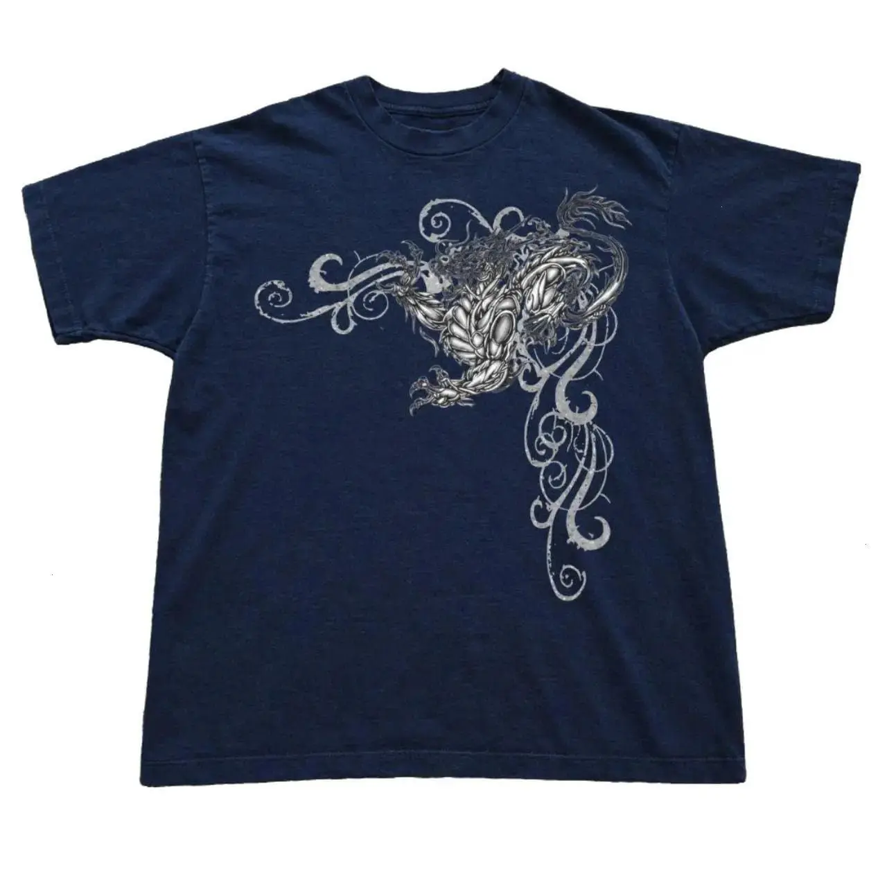 Y2K Tribal Dragon Graphic Tee | Vintage Cyberpunk Unisex T-Shirt | Retro Streetwear Essential