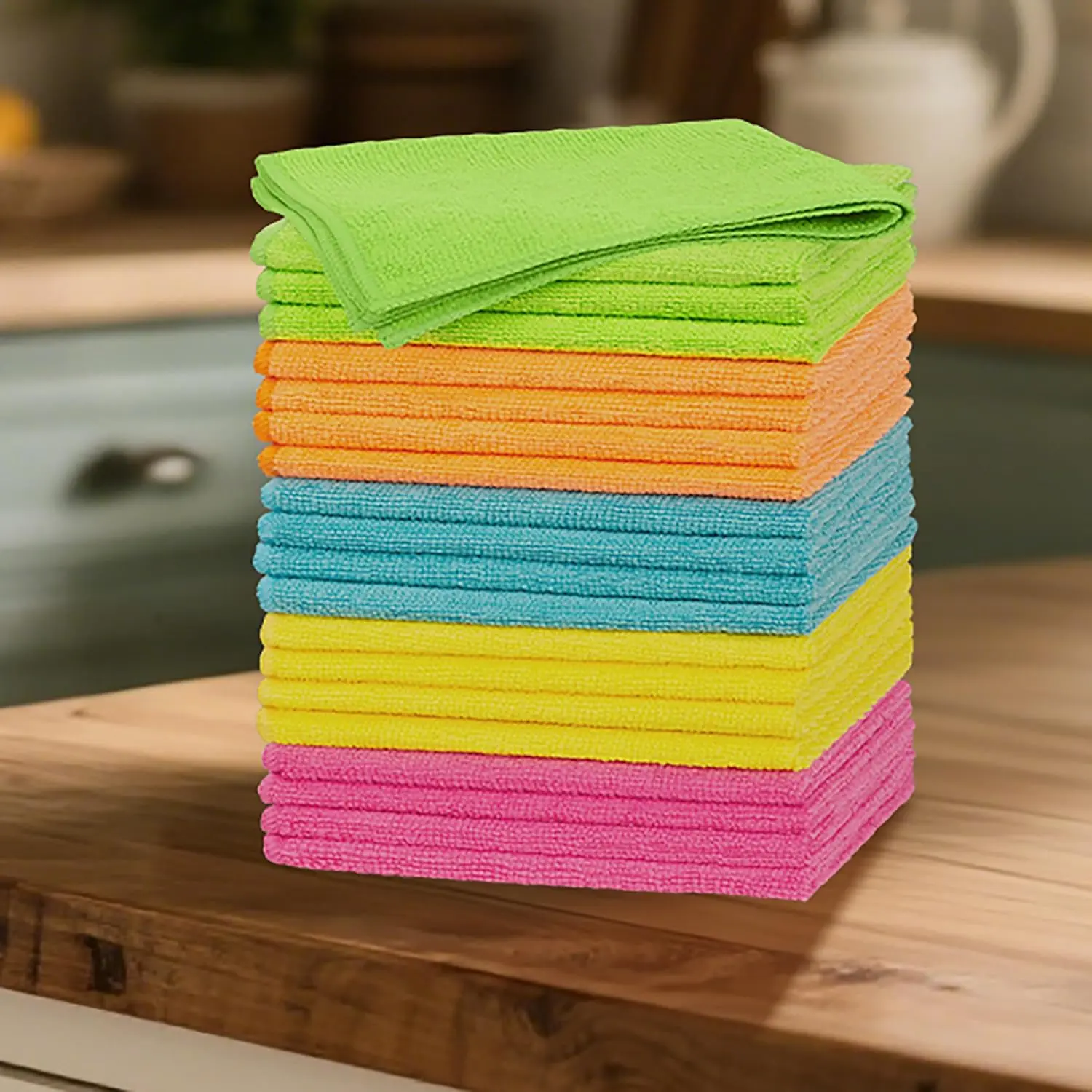 20 Pack Microfiber Cleaning Cloth, Lint-Free Car Wash Towels, All-Purpose Absorbent Cleaning Rags for Housekeeping, Dust Cloth for Office, Mechanic, Automotive, 5 Colors