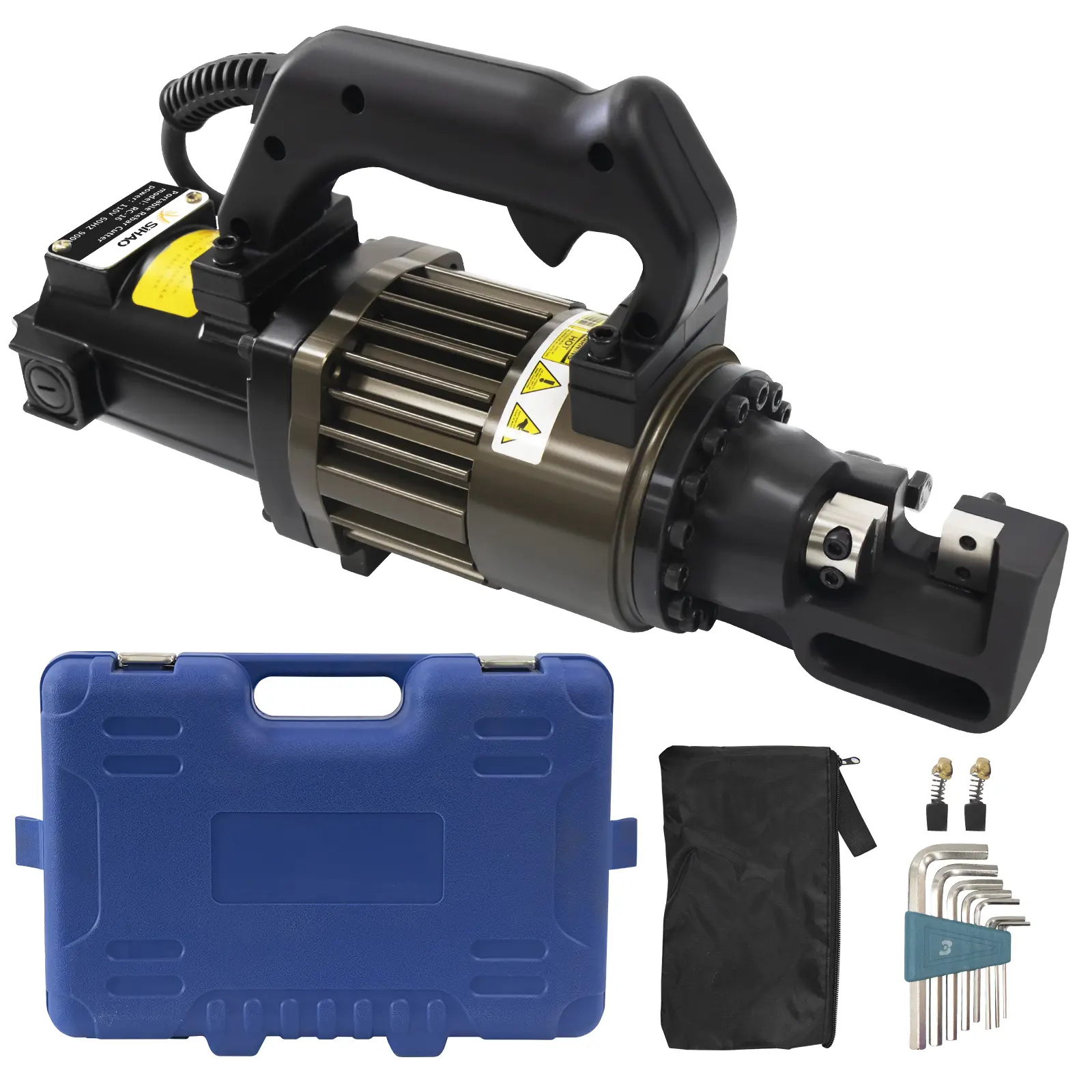 Electric Handheld Rebar Cutter - 110V AC, 900W Reliable Power, 4-16mm Cutting Range, 38x11x20.5 cm, 1xPower Cord, 1xUser Manual - Ideal for Construction Job Sites Steel Work