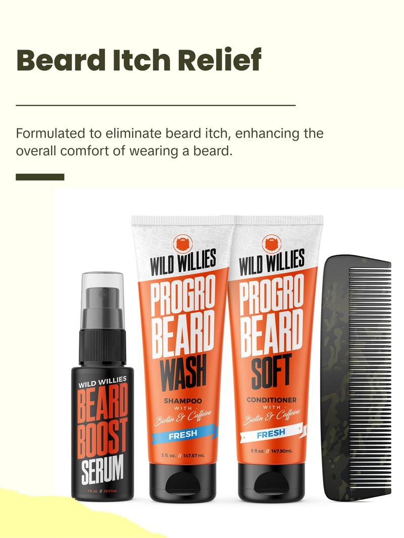 Beard Care Kit, Biotin Fortified Shampoo & Conditioner with Caffeine, 2 4-Oz Bottles, Promotes Healthy Beard Growth & Boost Serum Hair Care Comfort Beard Care Kit, Biotin Fortified Shampoo & Conditioner with Caffeine, 2 4-Oz Bottles, Promotes Healthy Beard Growth & Boost Serum Hair Care Comfort