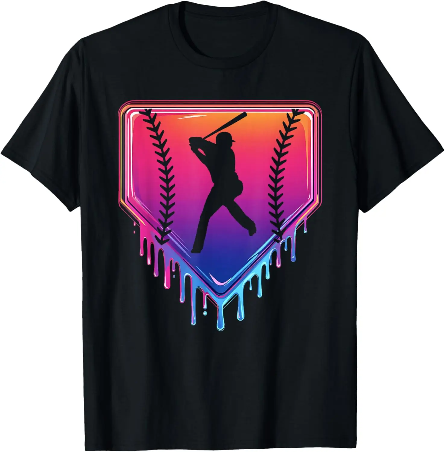 Unisex 100% Cotton Baseball Drip Graphic T-Shirt - Classic Fit Game Day Top, Breathable All-Season Apparel for Adults, 100 cotton clothing, Graphic Print