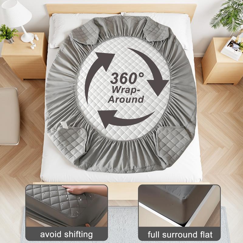 Bepatio Mattress Cover Waterproof, Deep Pocket Mattress Pad Protector Fits to 6''-16'', Breathable Hollow Cotton Filling Quilted Mattress Protector for King Size,Hotel