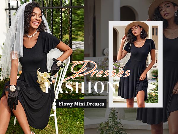 Women's Casual Floral Summer Dress with Ruffle Sleeves Crewneck Flowy Swing Mini Dress with Pockets Bohemian Style Shortsleeve Women's Casual Floral Summer Dress with Ruffle Sleeves Crewneck Flowy Swing Mini Dress with Pockets Bohemian Style Shortsleeve