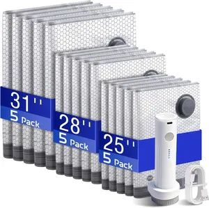 【2026 Upgraded】X7 Cordless Travel Vacuum Storage Compression Bag Set with Rechargeable air Pump 24/15 Pack Waterproof & Reusable Compression Packing Bags for 3 Size,Space Saver for Clothes & Packing, Perfect for Carry-On Suitcases