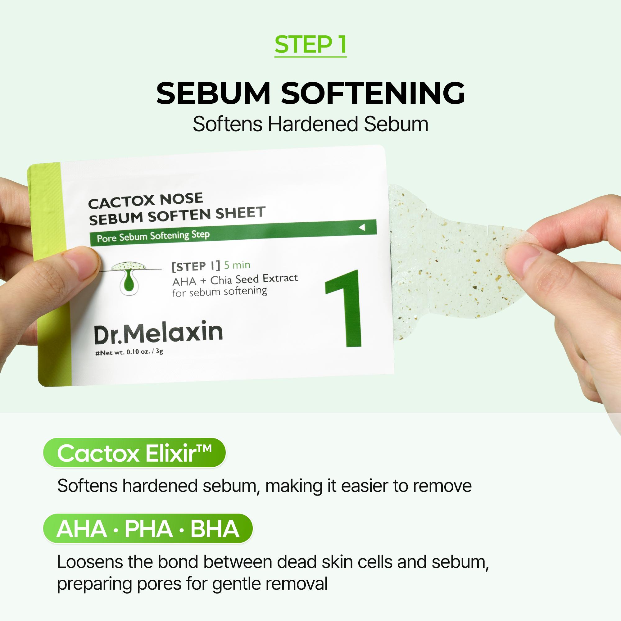 [Dr.Melaxin Official] CACTOX 3-STEP NOSE MASK PACK with AHA & PHA for Sebum Softening Pore Tightening Skin Repair 3-Step Nose Pore Pack