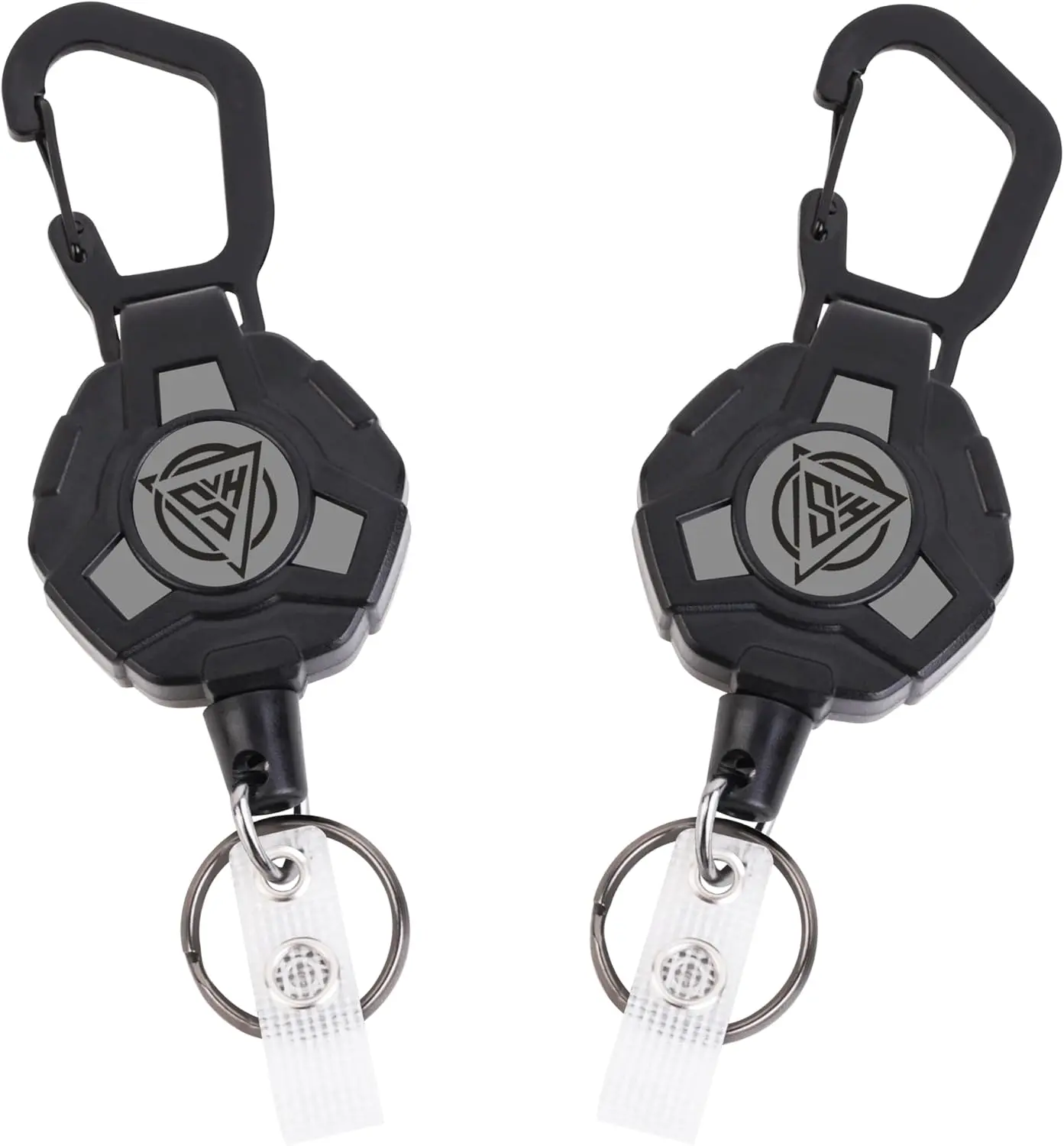 2 Pack Retractable Keychain - Heavy Duty Carabiner Badge Holder, Tactical ID Badge Reel with 32" Steel Retractable Cord, Badge Holder Retractable Clip 8.0 OZ