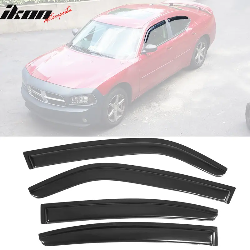 Visor Window for Dodge Charger 2006-2010 Tape on Rain Guard Acrylic