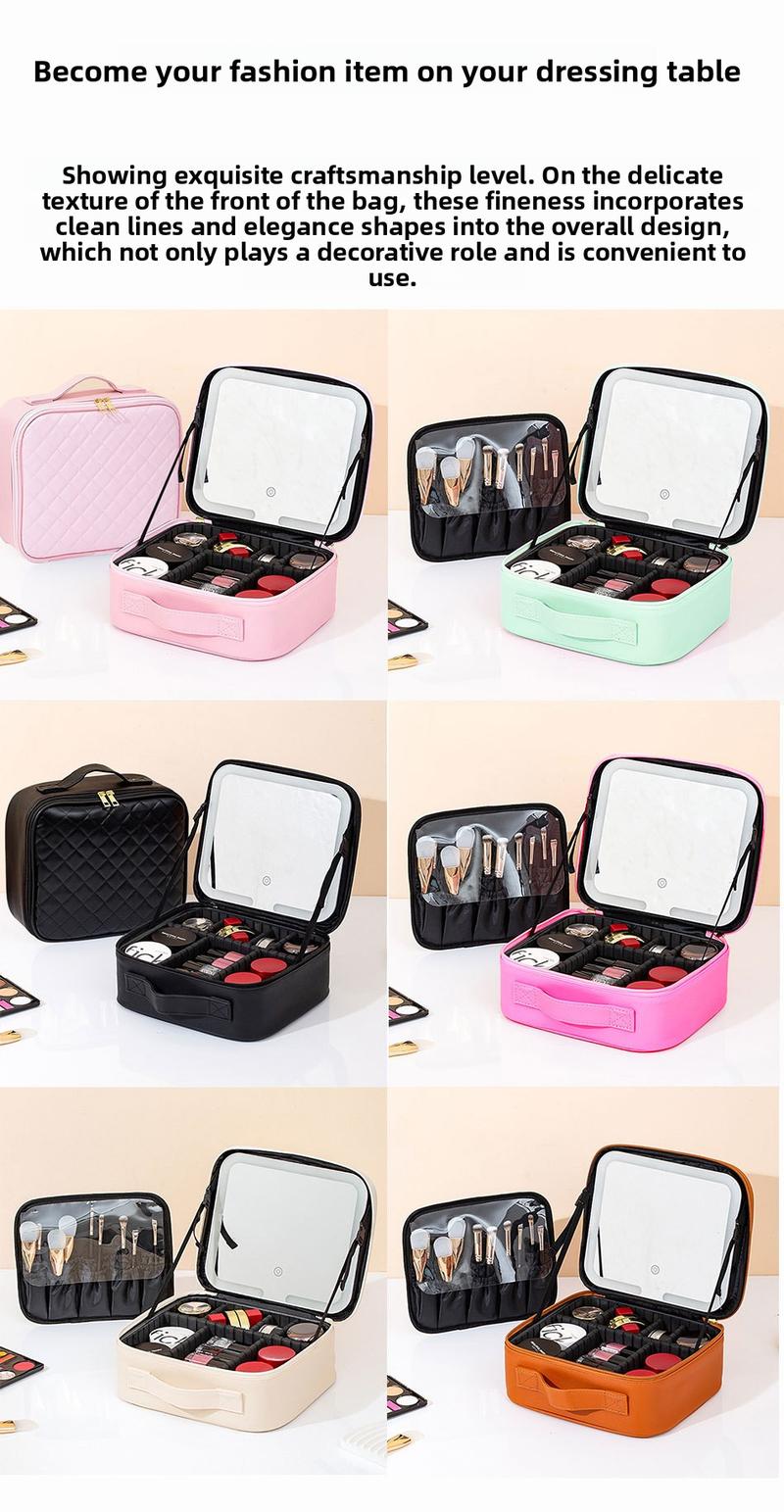 2025 Trending LED Makeup Bag with Mirror Large Capacity Portable Stylish Travel Case for Cosmetics