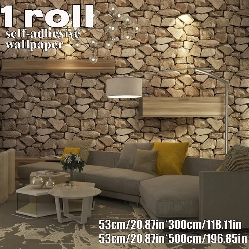0.4mm Thick Retro Industrial Stone Texture Self-Adhesive Wallpaper Roll, Easy Install and Cut, Ideal for Living Room, Bedroom, Coffee Shop, Bar Decor Self Stick Wallpaper