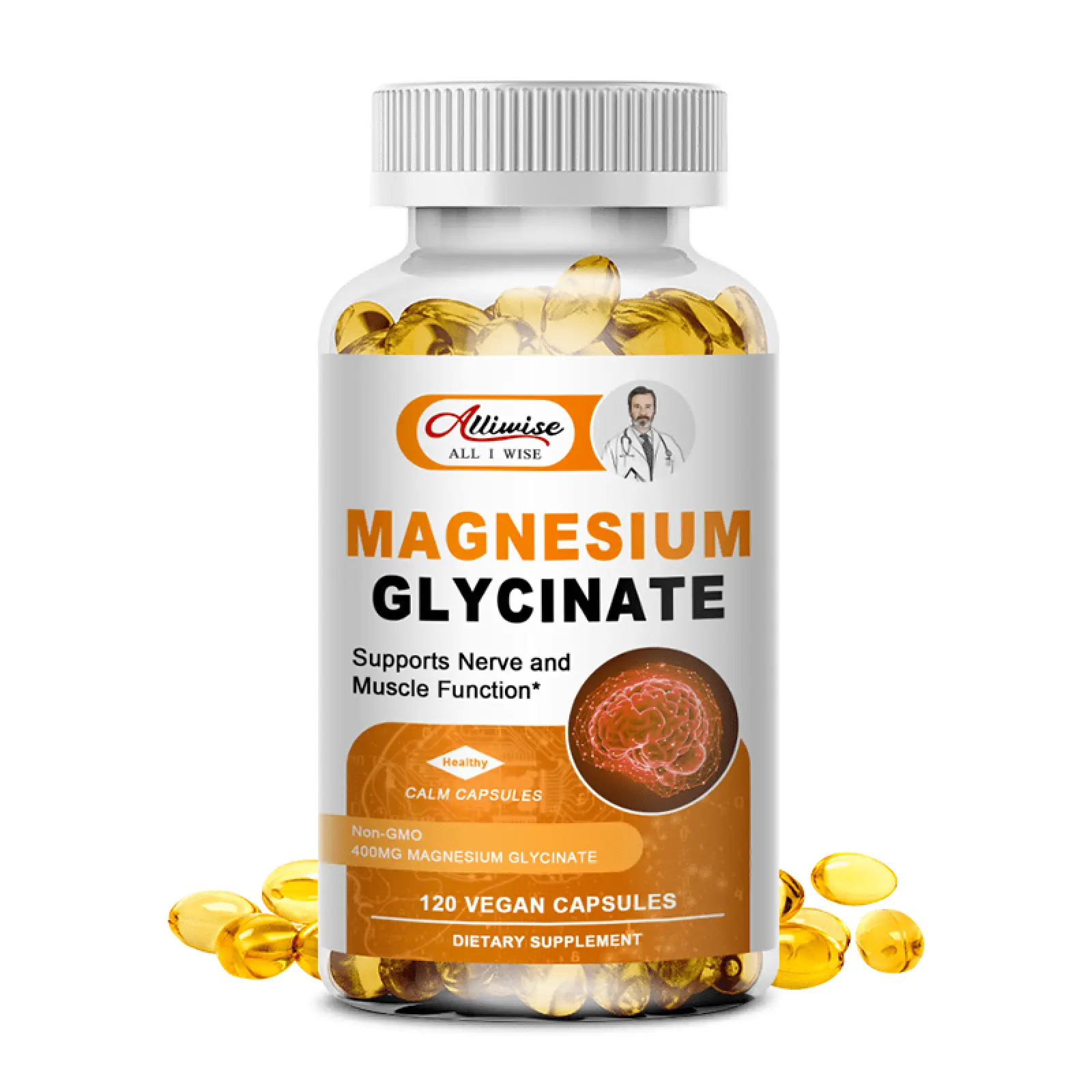 ALLIWISE Magnesium Glycinate 400mg with Vitamin B6,D3,for Sleep, Muscle &  Bone Health, 240 Capsules
