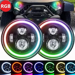 Multicolor Round Full LED Headlights Angel Eye Halos (7 inch) Jeep, Miata, Ect..