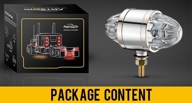 Partsam Glass Watermelon Light Dual Revolution Double-Face Amber Red LED Turn Signal Marker Tail Light, Zinc Alloy Housing Clear Lens Post Mount for Peterbilt Freightliner Semi Truck Trailer, 10-30V