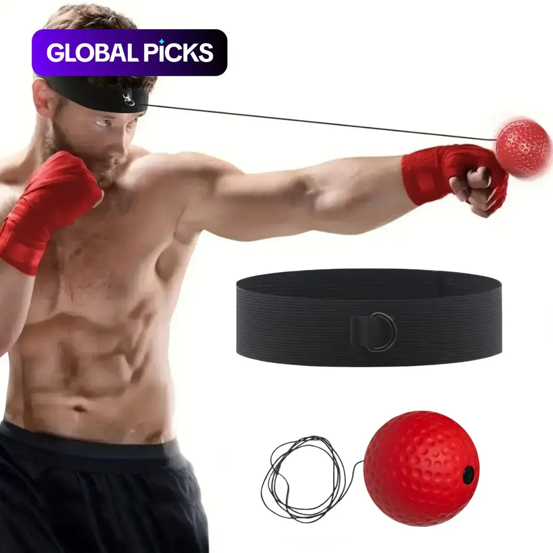 Boxing Reflex Ball, Improves Reaction Speed & Hand-Eye Coordination, Boxing Training Equipment for Home, Men's Gift, Boxing Speed Trainer for Boyfriend, Boxing Training Gear #GLOBAL PICKS