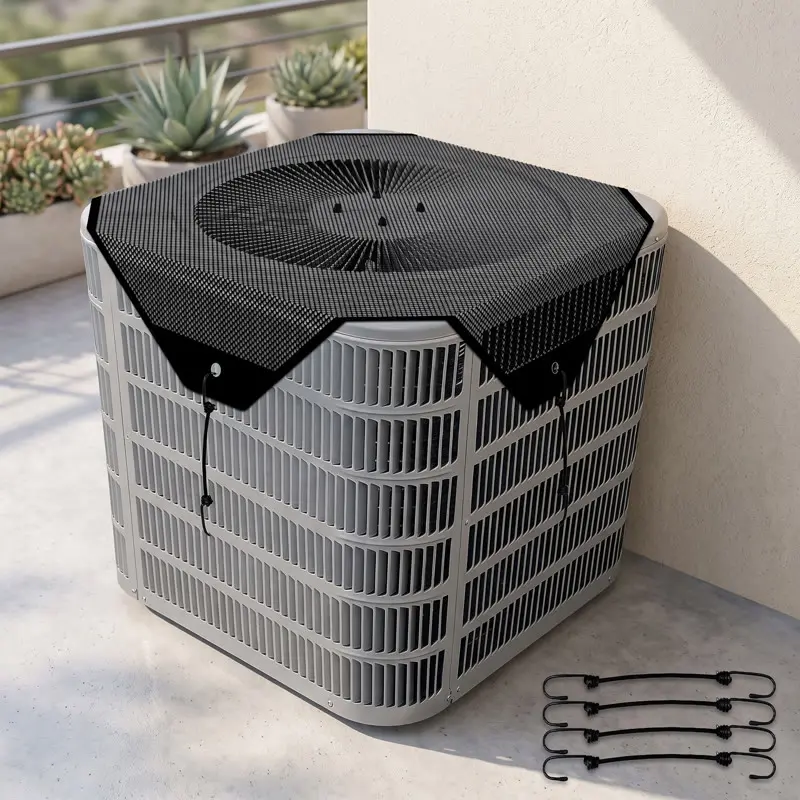 28x28 inch air conditioner condenser dust cover, outdoor central air conditioning breathable mesh cover, dust-proof and debris-proof leaf barrier, universal outdoor unit protection cover for all seasons